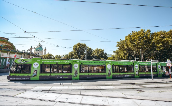 Noch bis Ende August auf der Linie 2 zu sehen. &copy; City Air Terminal BetriebsgmbH