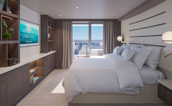 Der Cove-Residences-Bedroom soll das Gefühl von einem Zuhause auf See vermitteln. &copy; Explora Journeys