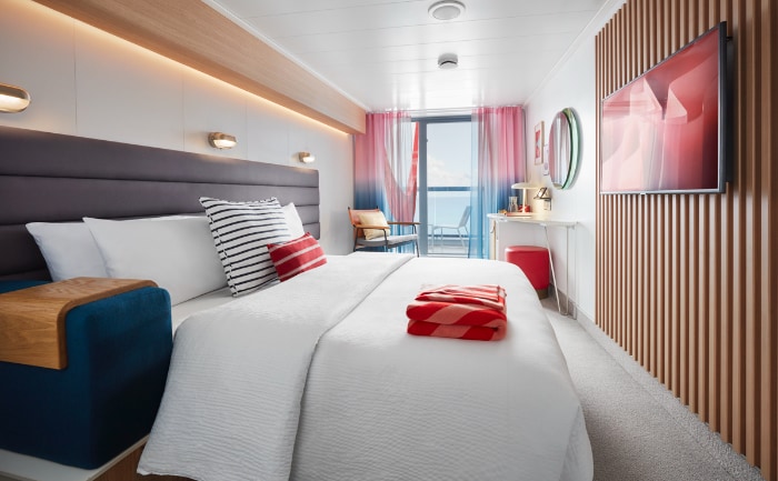 Kabine an Bord der Scarlet Lady. &copy; Virgin Voyages