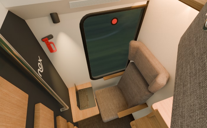 Sitzbereich in einem Single Loft Room. &copy; Nox Mobility