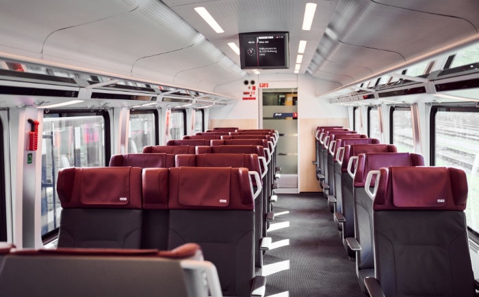 Erste Klasse an Bord des modernisierten Railjet. &copy; ÖBB / Marek Knopp