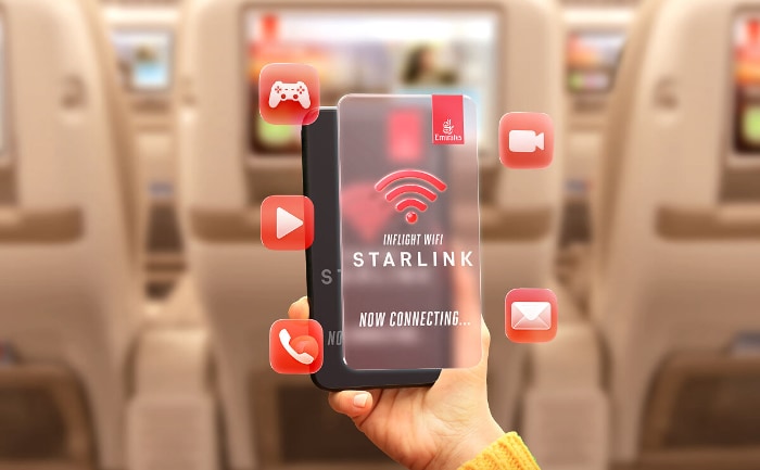 Auch bei Emirates gibt es künftig Starlink-Internet. &copy; Emirates