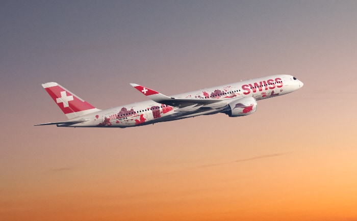 Der erste A350 von Swiss fliegt mit einer Spezialbemalung. &copy; Swiss International Air Lines Ltd.