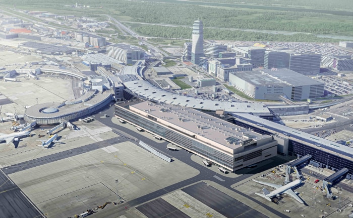 Die Süderweiterung vergrößert die Terminalfläche deutlich. © Flughafen Wien Die Süderweiterung vergrößert die Terminalfläche deutlich. © Flughafen Wien
