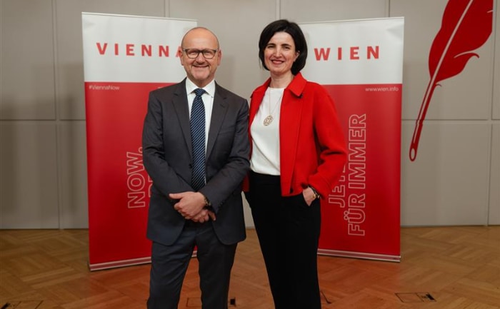 Norbert Kettner (CEO Wien Tourismus) und Anita Paic (Leitung B2B Management & Vienna Convention Bureau). &copy; Wien Tourismus/Martin Morscher
