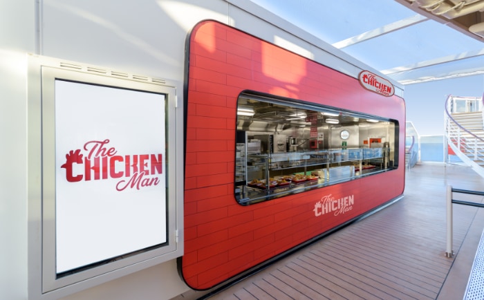 The Chicken Man ist eines der beiden neuen Gastro-Konzepte auf der MSC Seashore. © MSC Cruises The Chicken Man ist eines der beiden neuen Gastro-Konzepte auf der MSC Seashore. © MSC Cruises