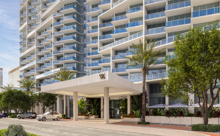 Eingangsbereich des künftigen Waldorf Astoria Miami Beach. &copy; 2026 Hilton