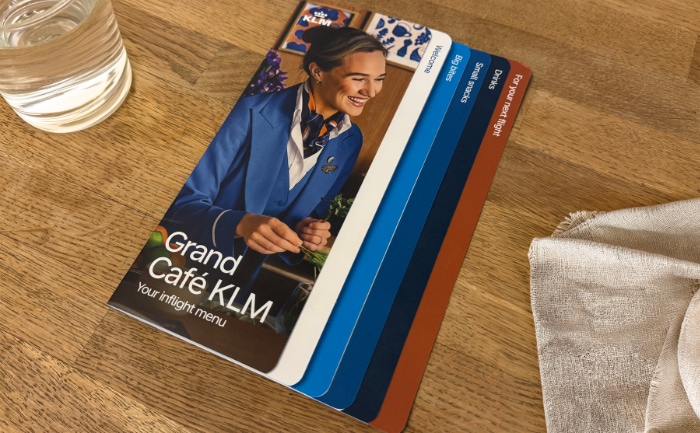 Speise- und Getränkekarte für das Grand Café KLM. &copy; KLM